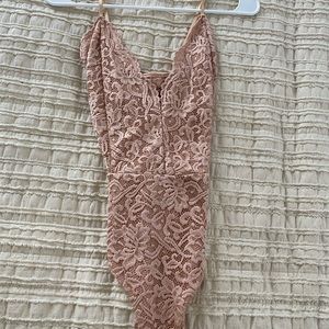 Pink dainty hooligan lace bodysuit